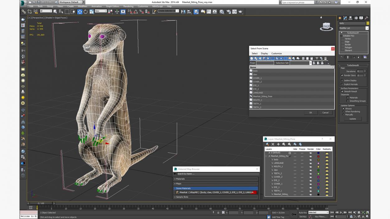 3D model Meerkat Sitting Pose