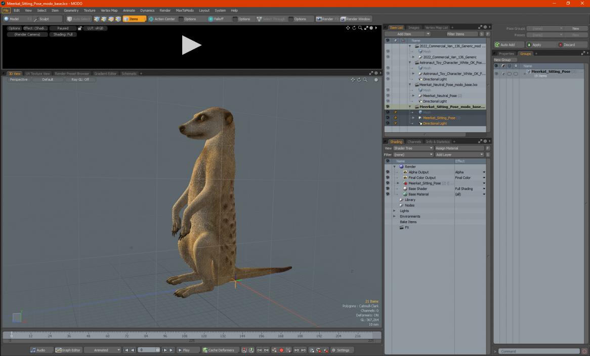 3D model Meerkat Sitting Pose