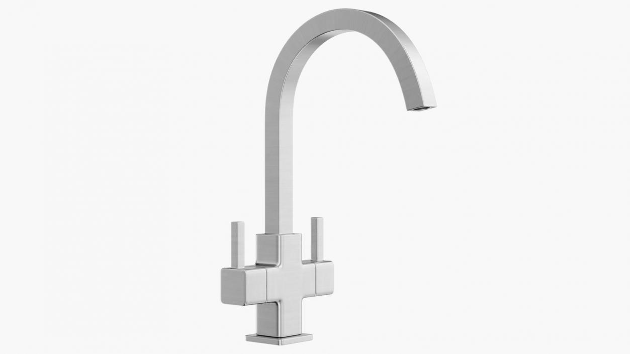 Monobloc Angular Dual Lever Kitchen Tap 3D model