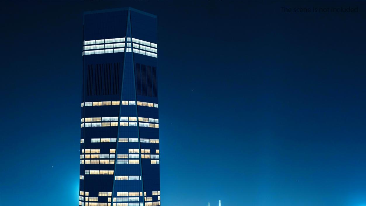 3D Modern Skyscraper Night Glow model