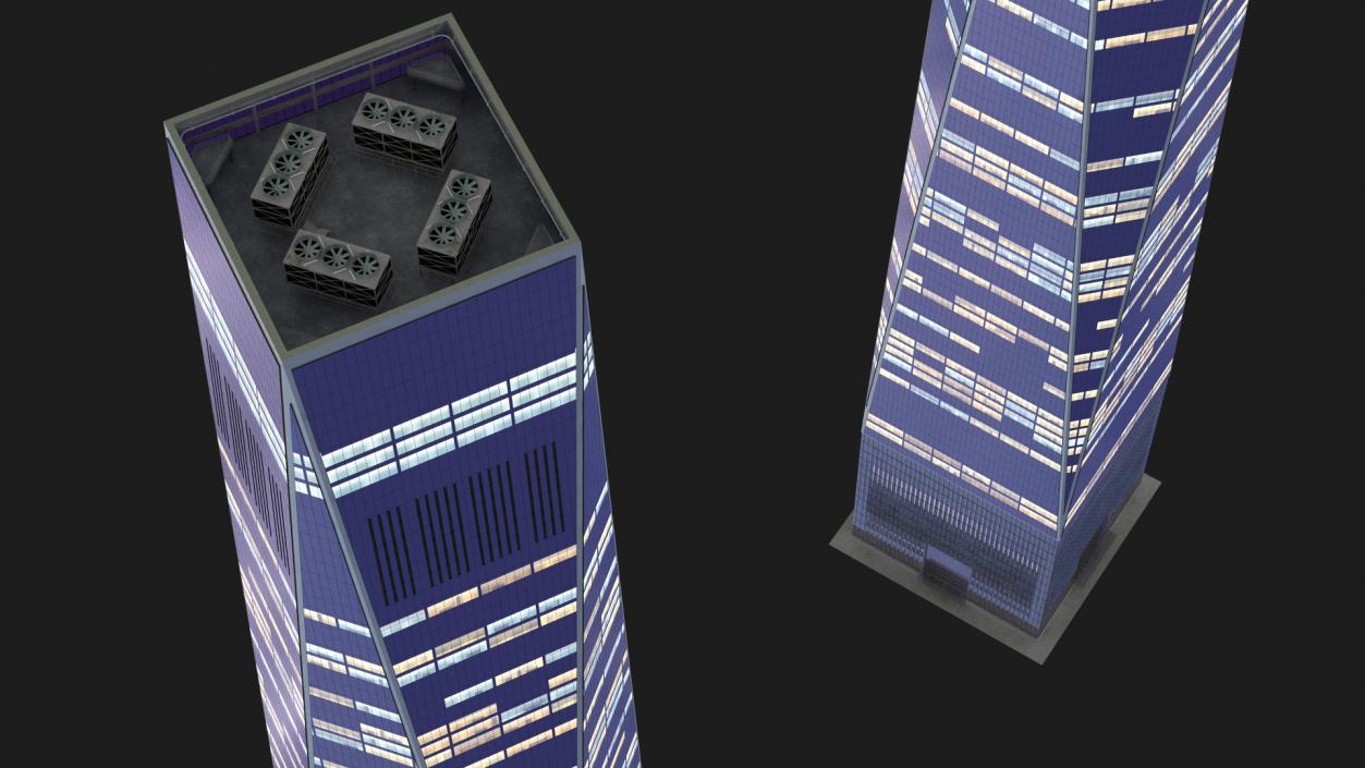 3D Modern Skyscraper Night Glow model