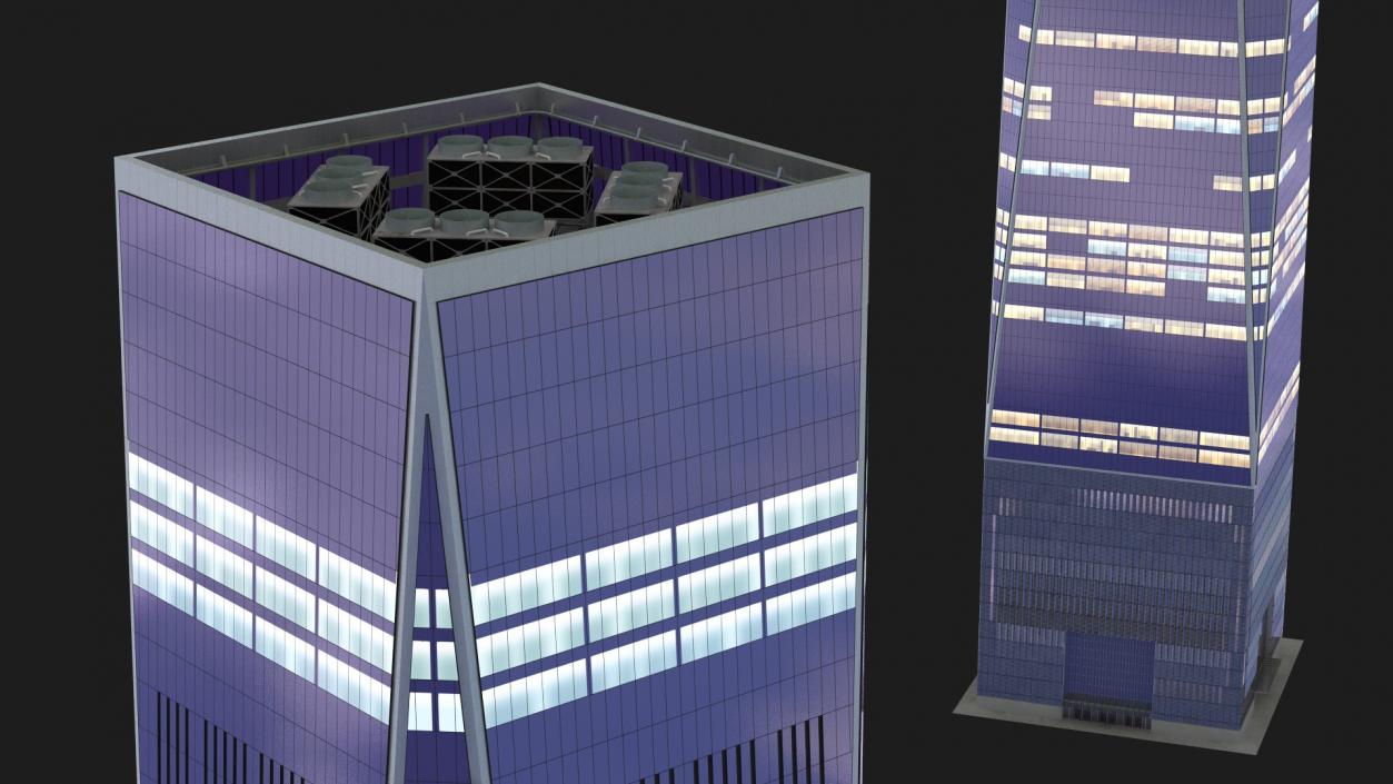 3D Modern Skyscraper Night Glow model