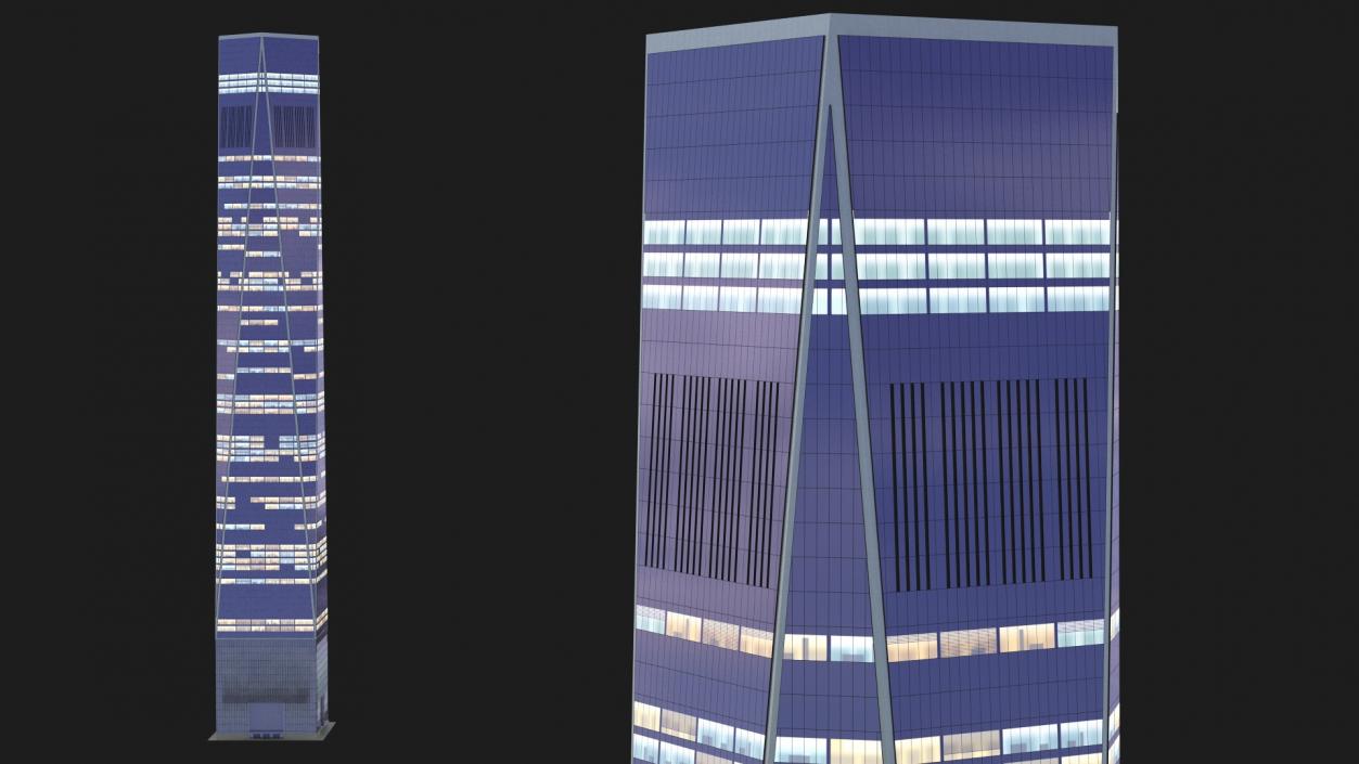 3D Modern Skyscraper Night Glow model