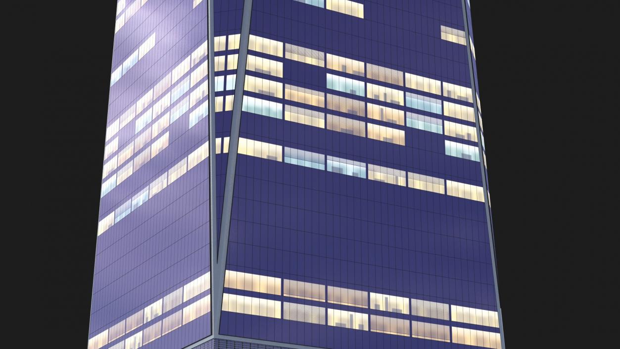 3D Modern Skyscraper Night Glow model