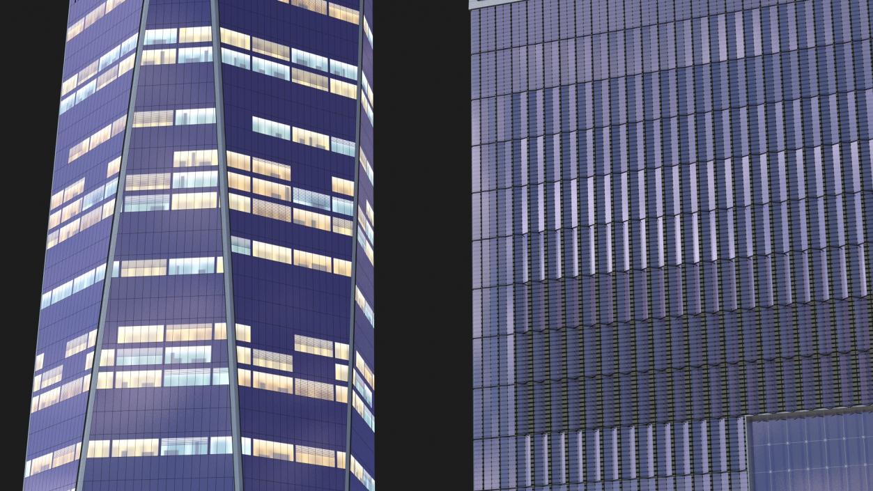 3D Modern Skyscraper Night Glow model