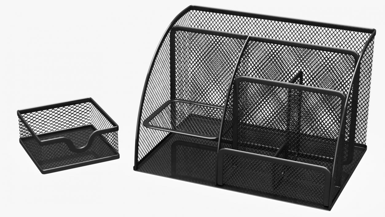 Black Mesh Desk Organizer with Drawer 3D