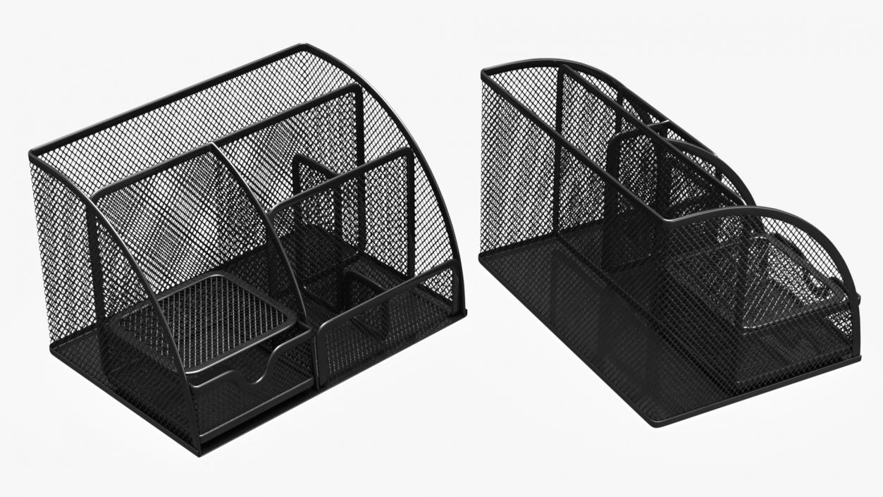 Black Mesh Desk Organizer with Drawer 3D