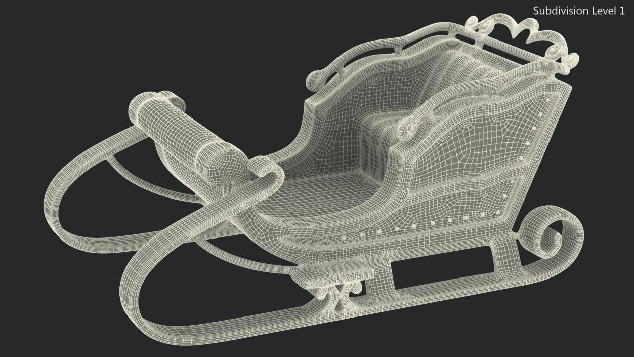 3D Silver Sleigh model