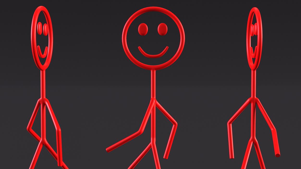 Walking Figure Stickman Red 3D