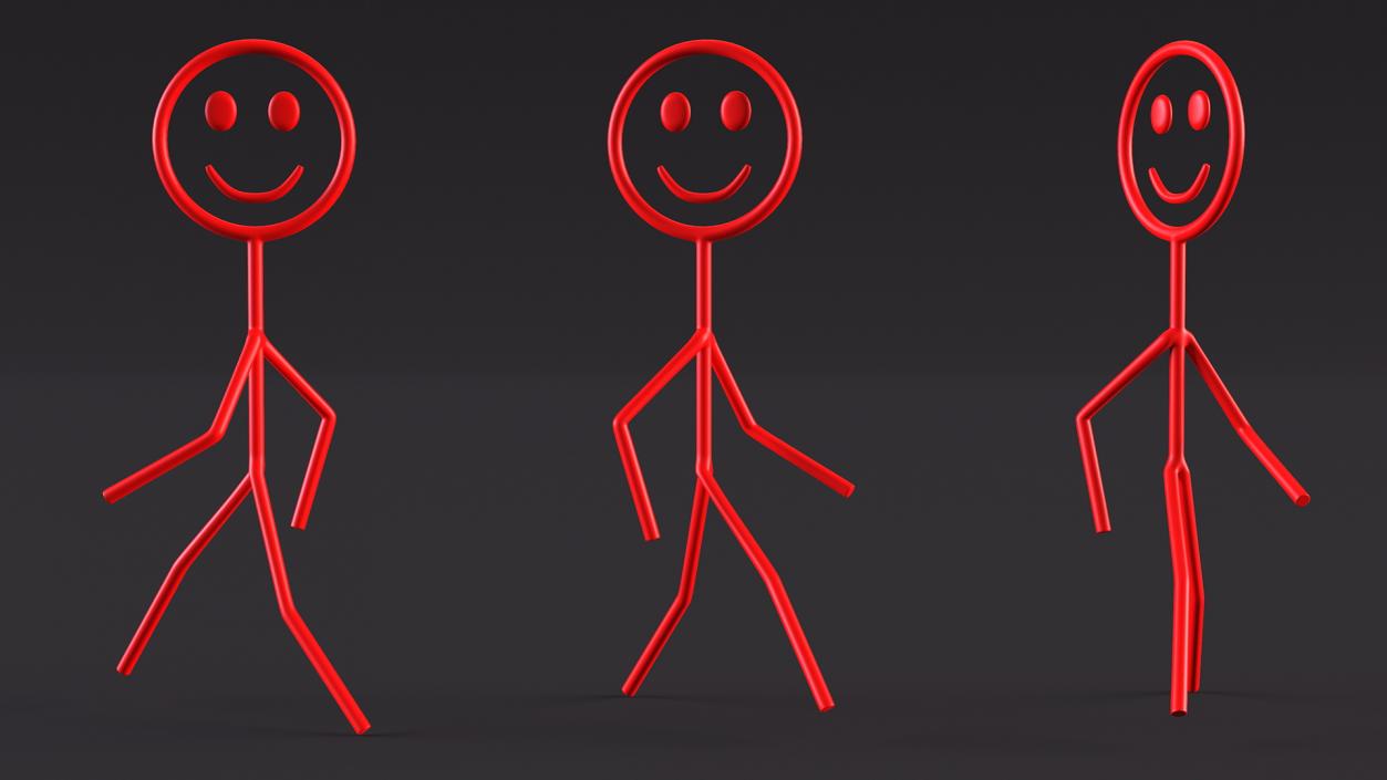 Walking Figure Stickman Red 3D