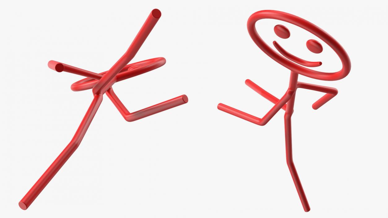 Walking Figure Stickman Red 3D