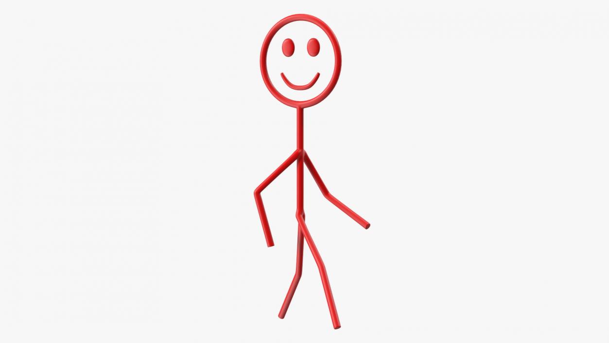 Walking Figure Stickman Red 3D