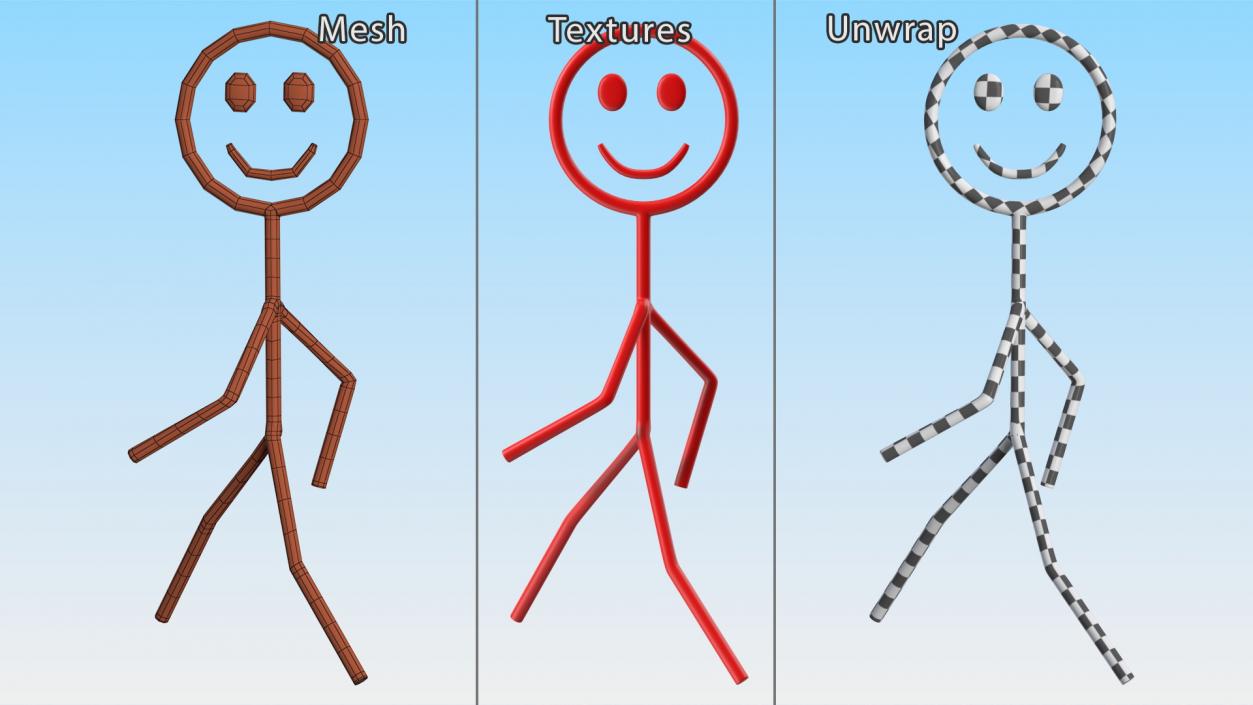 Walking Figure Stickman Red 3D