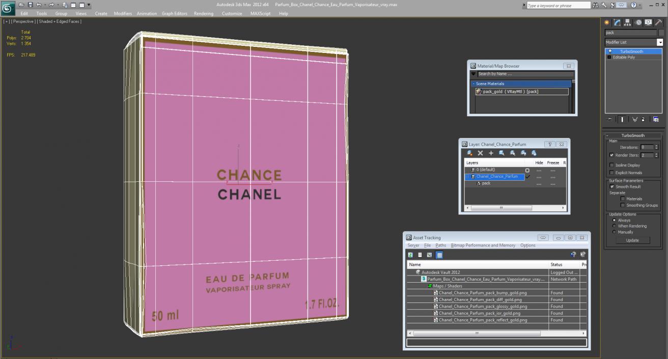 3D Parfum Box Chanel Chance Eau Parfum Vaporisateur model