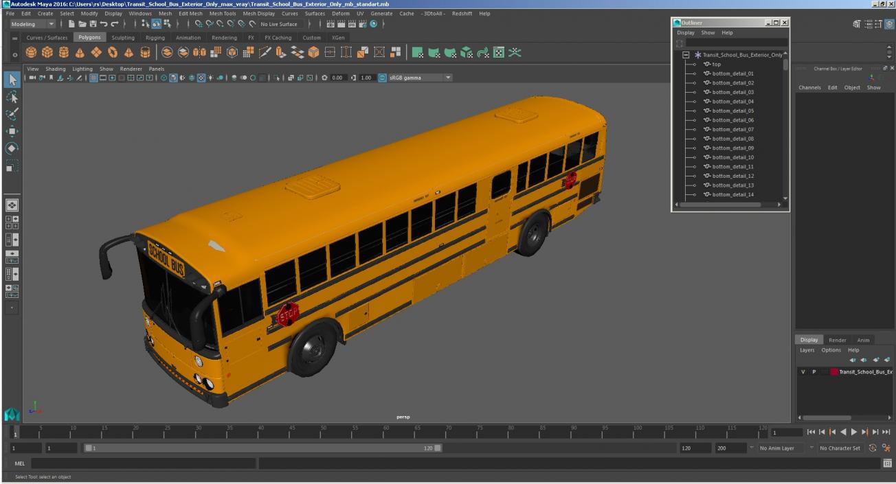 Transit School Bus Exterior Only 3D