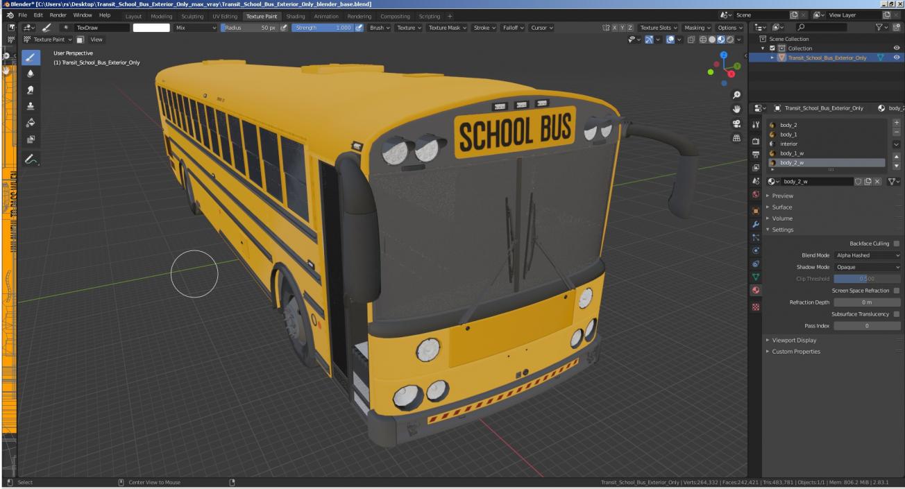 Transit School Bus Exterior Only 3D