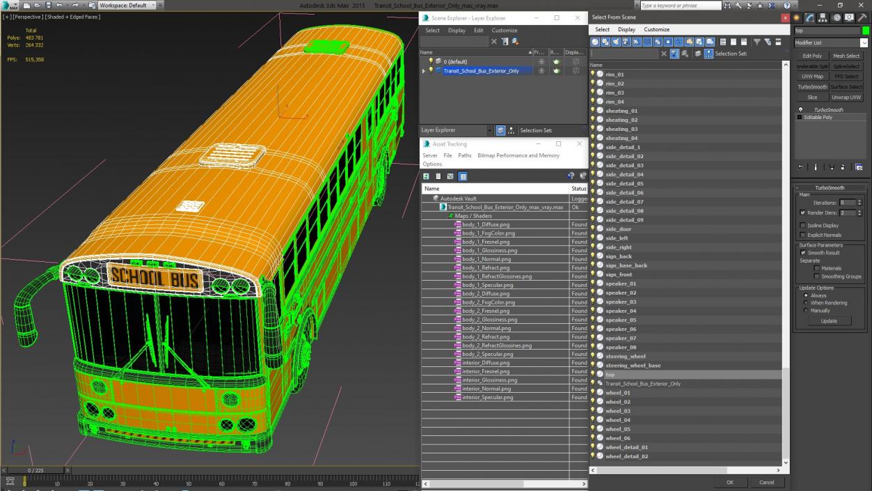 Transit School Bus Exterior Only 3D