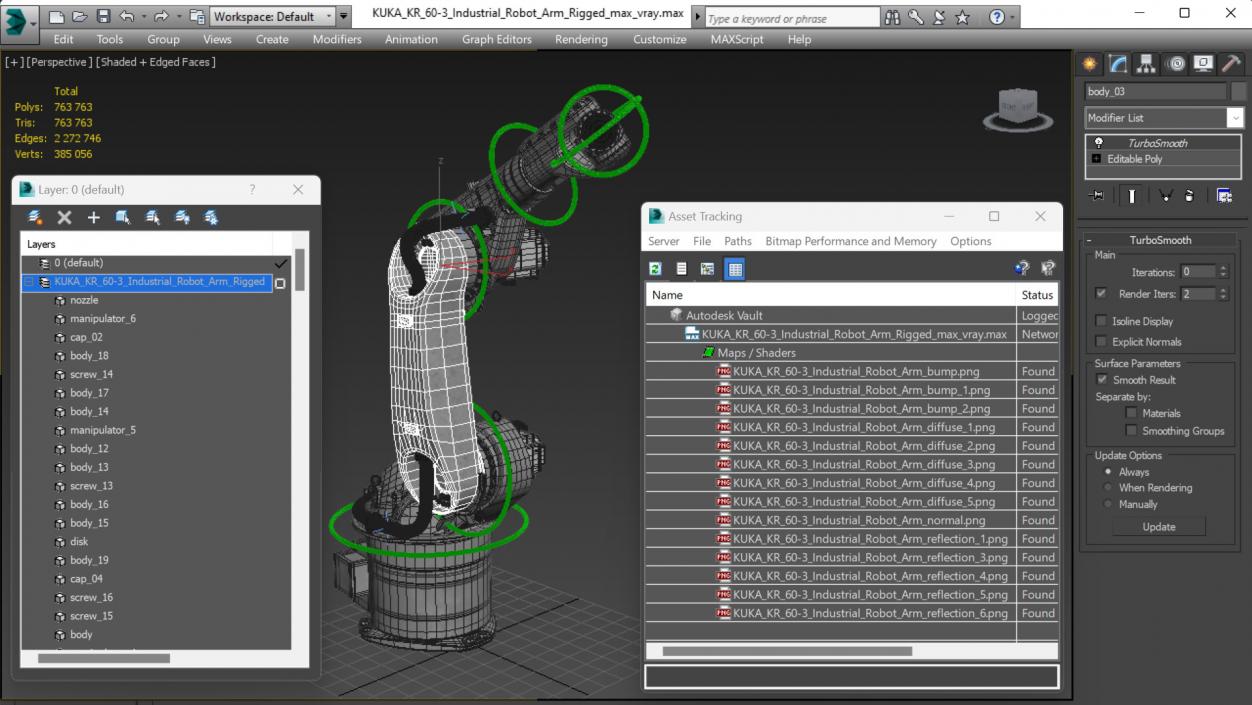 3D model KUKA KR 60-3 Industrial Robot Arm Rigged