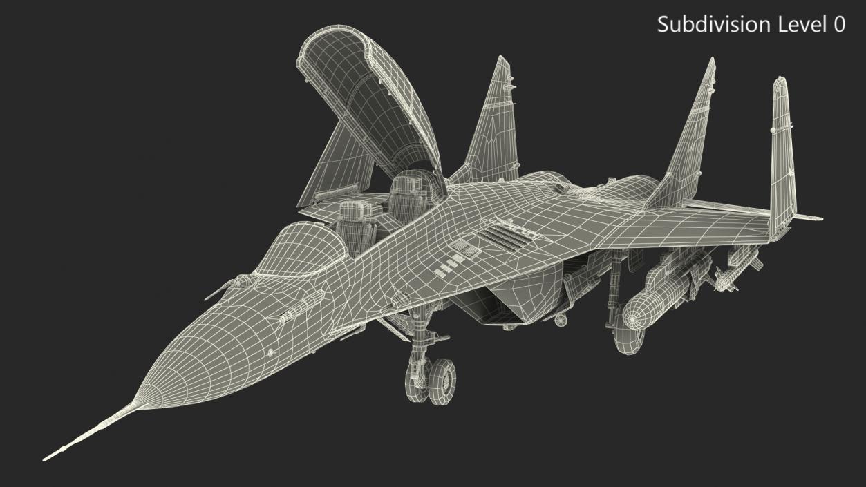 MiG 29 Tandem Aircraft with Armament Rigged for Maya 3D