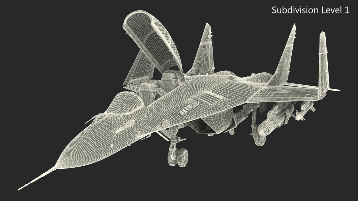 3D MiG 29 Tandem Aircraft with Armament Rigged model