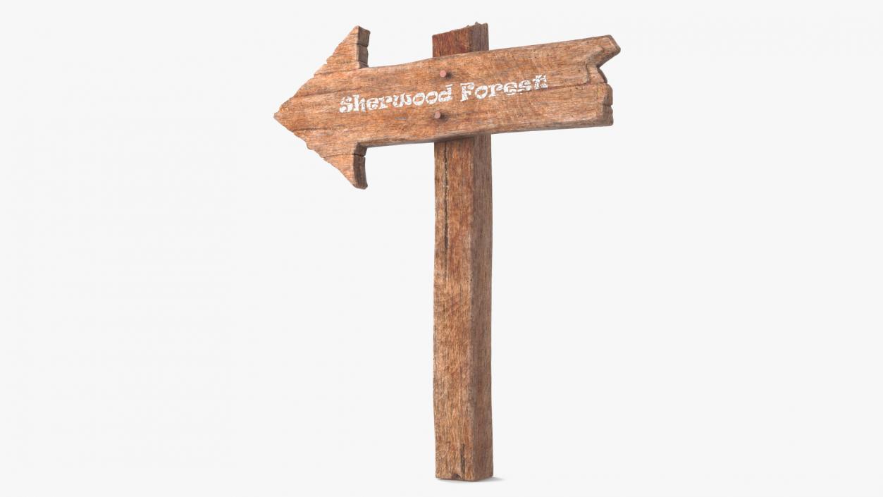 3D Aged Wooden Arrow Signpost