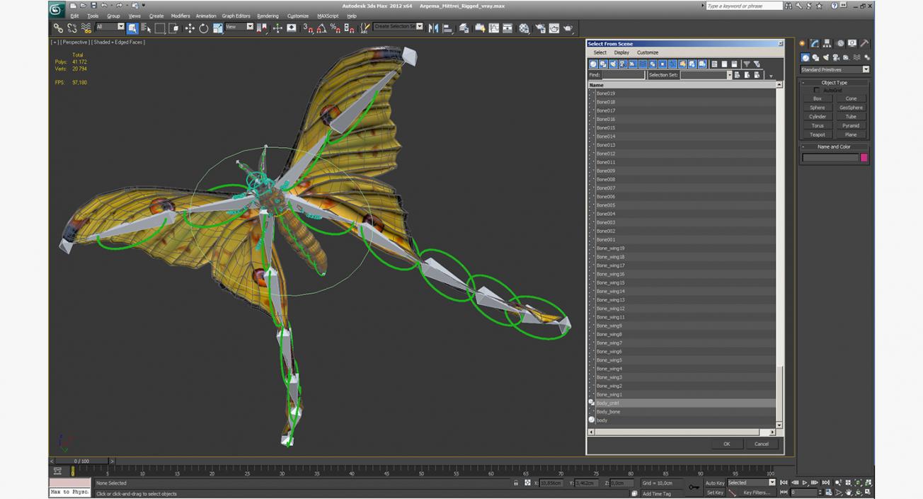 3D Argema Mittrei Rigged