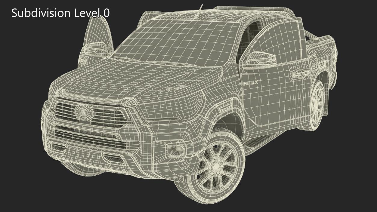 3D Toyota Hilux 2022 Orange Rigged