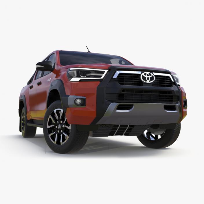 3D Toyota Hilux 2022 Orange Rigged