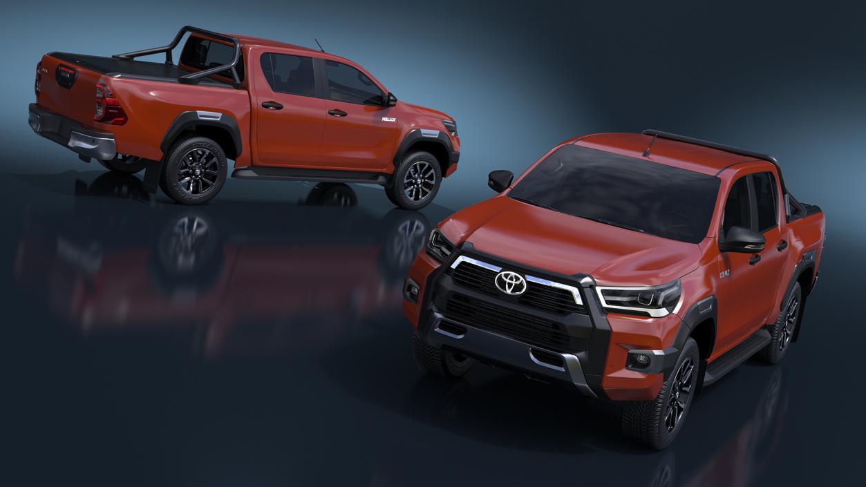 3D Toyota Hilux 2022 Orange Rigged