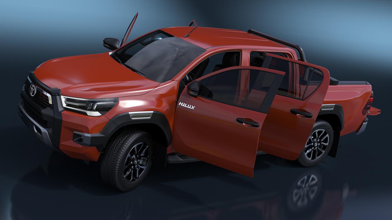 3D Toyota Hilux 2022 Orange Rigged