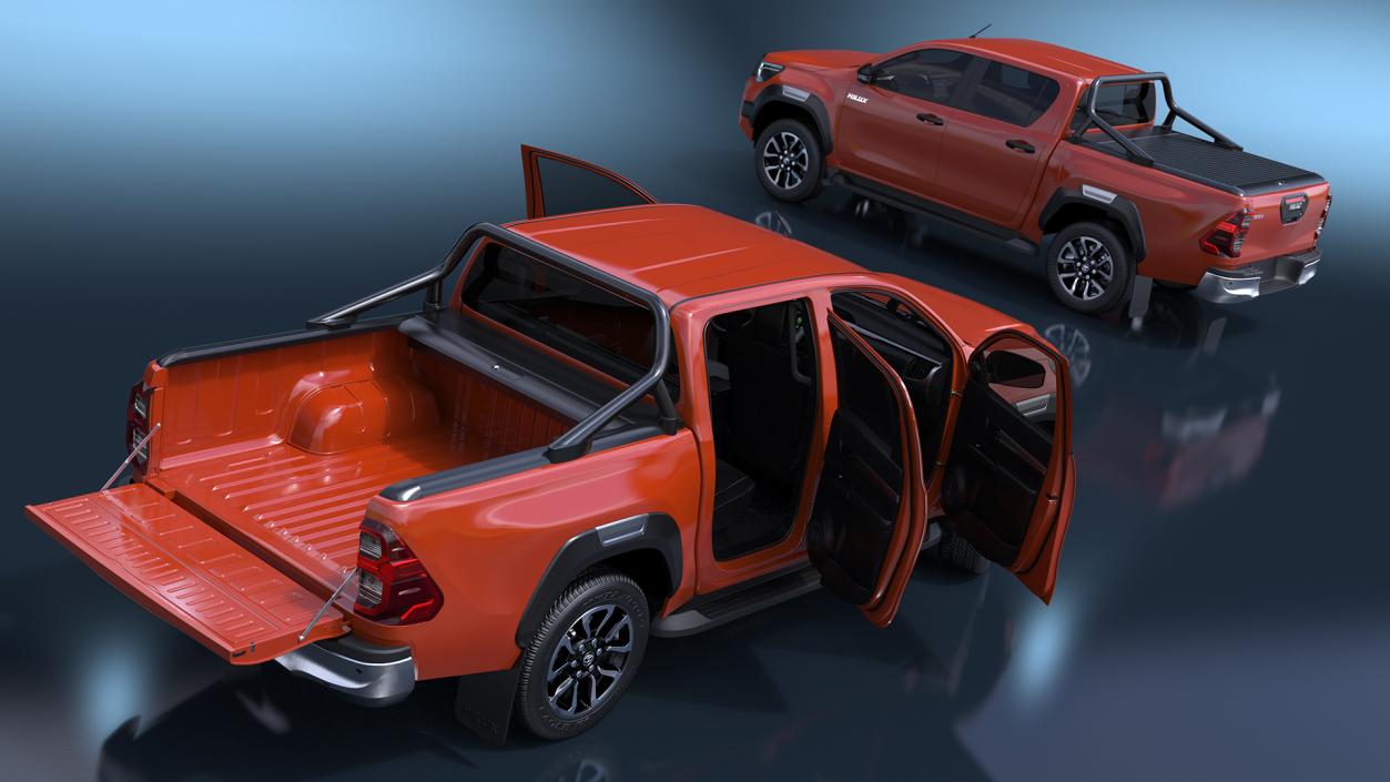 3D Toyota Hilux 2022 Orange Rigged