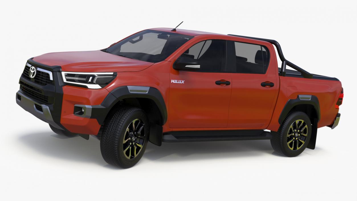 3D Toyota Hilux 2022 Orange Rigged