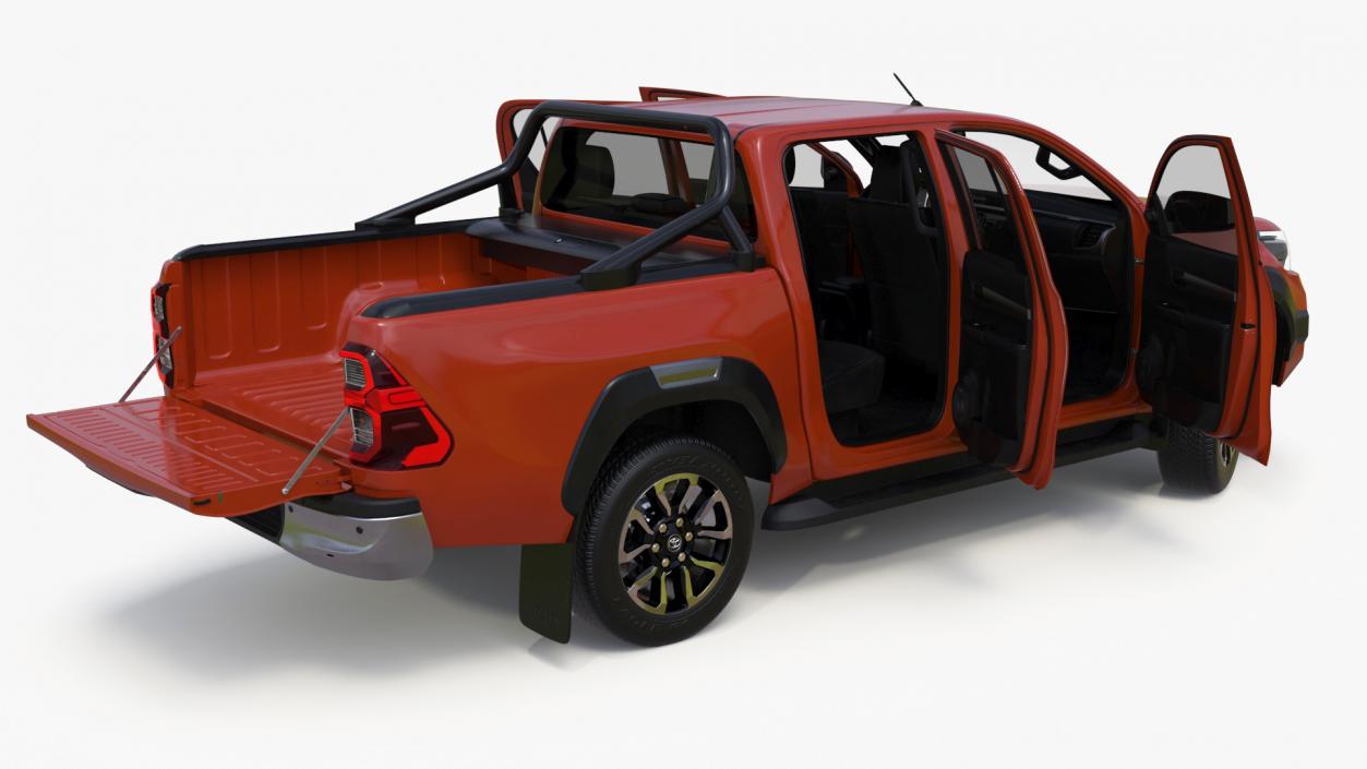 3D Toyota Hilux 2022 Orange Rigged