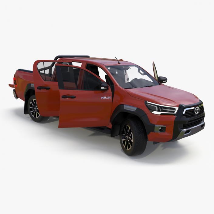 3D Toyota Hilux 2022 Orange Rigged