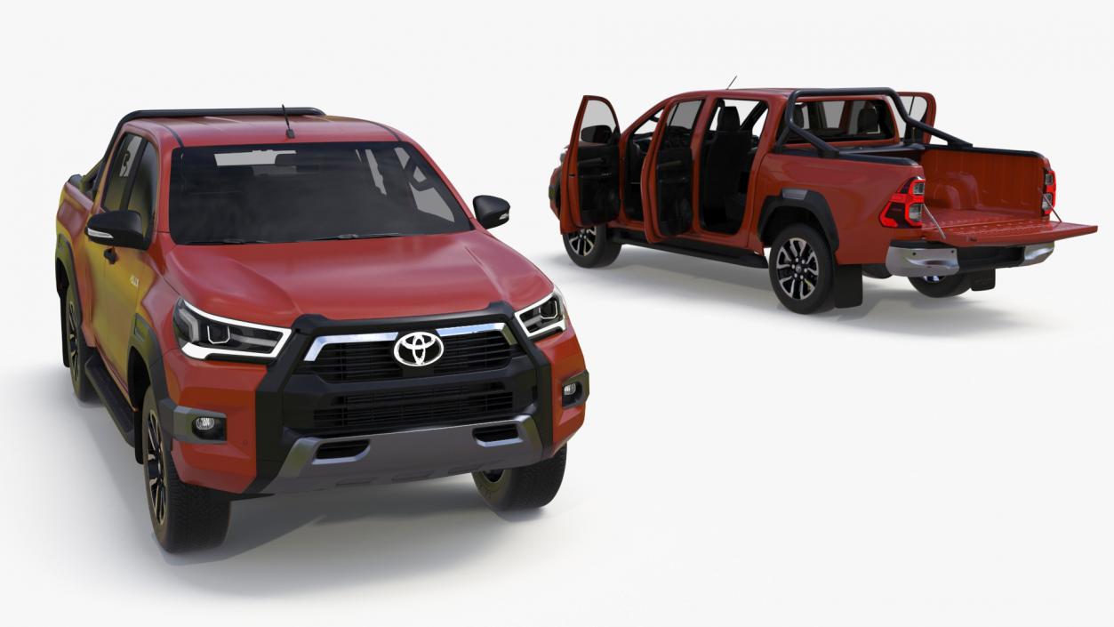 3D Toyota Hilux 2022 Orange Rigged