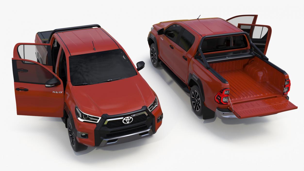 3D Toyota Hilux 2022 Orange Rigged