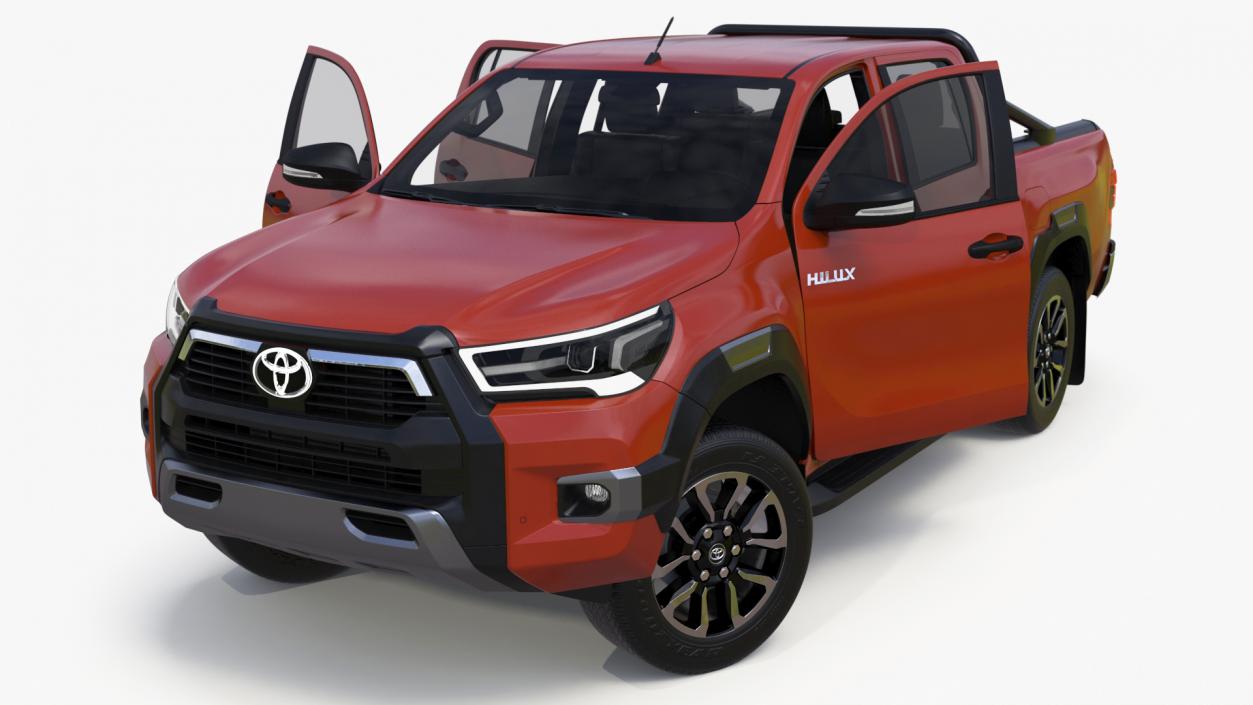 3D Toyota Hilux 2022 Orange Rigged