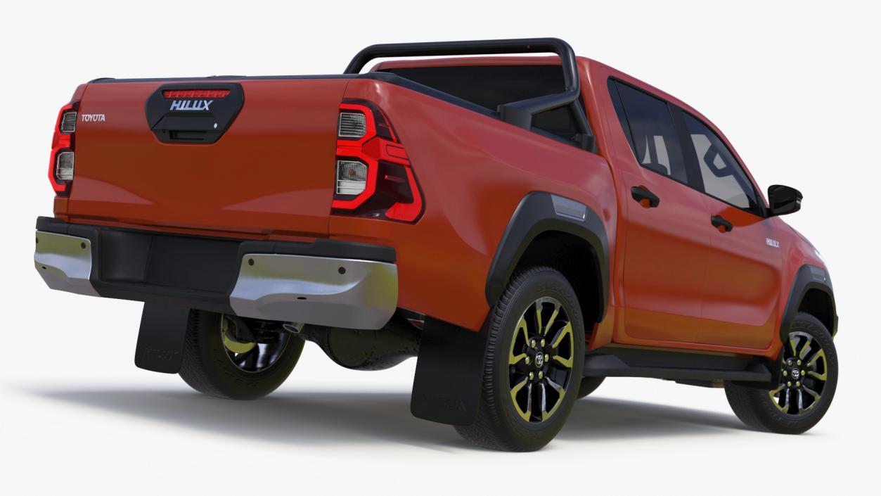 3D Toyota Hilux 2022 Orange Rigged