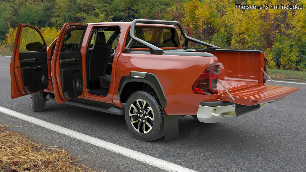 3D Toyota Hilux 2022 Orange Rigged