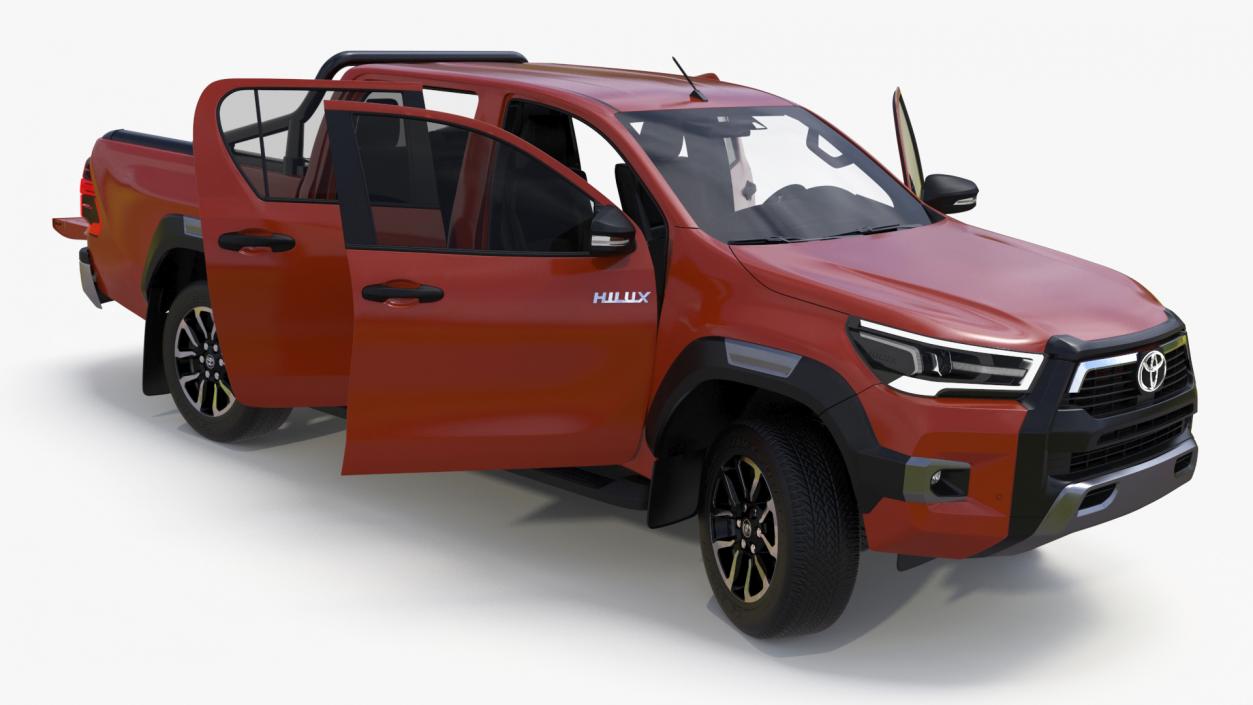 3D Toyota Hilux 2022 Orange Rigged