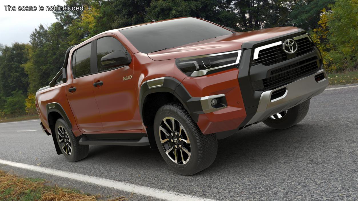 3D Toyota Hilux 2022 Orange Rigged