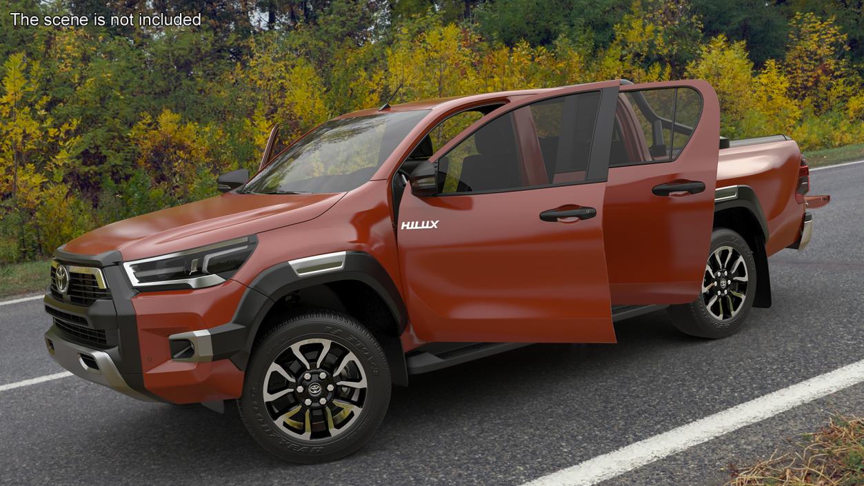 3D Toyota Hilux 2022 Orange Rigged