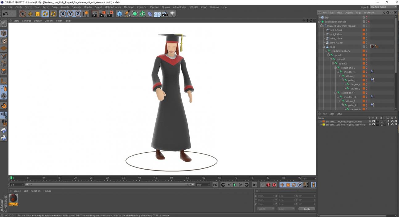 Student Low Poly Rigged for Cinema 4D 3D