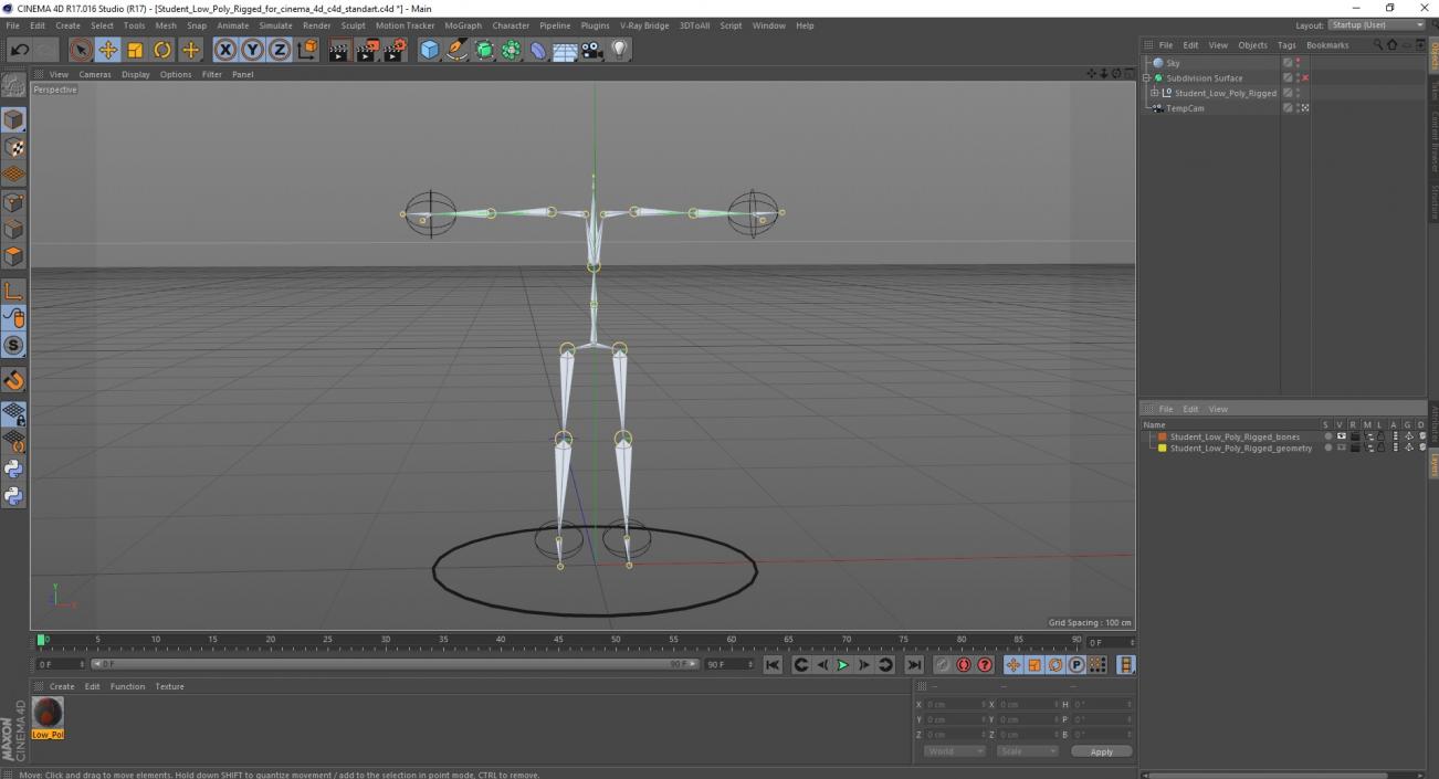 Student Low Poly Rigged for Cinema 4D 3D