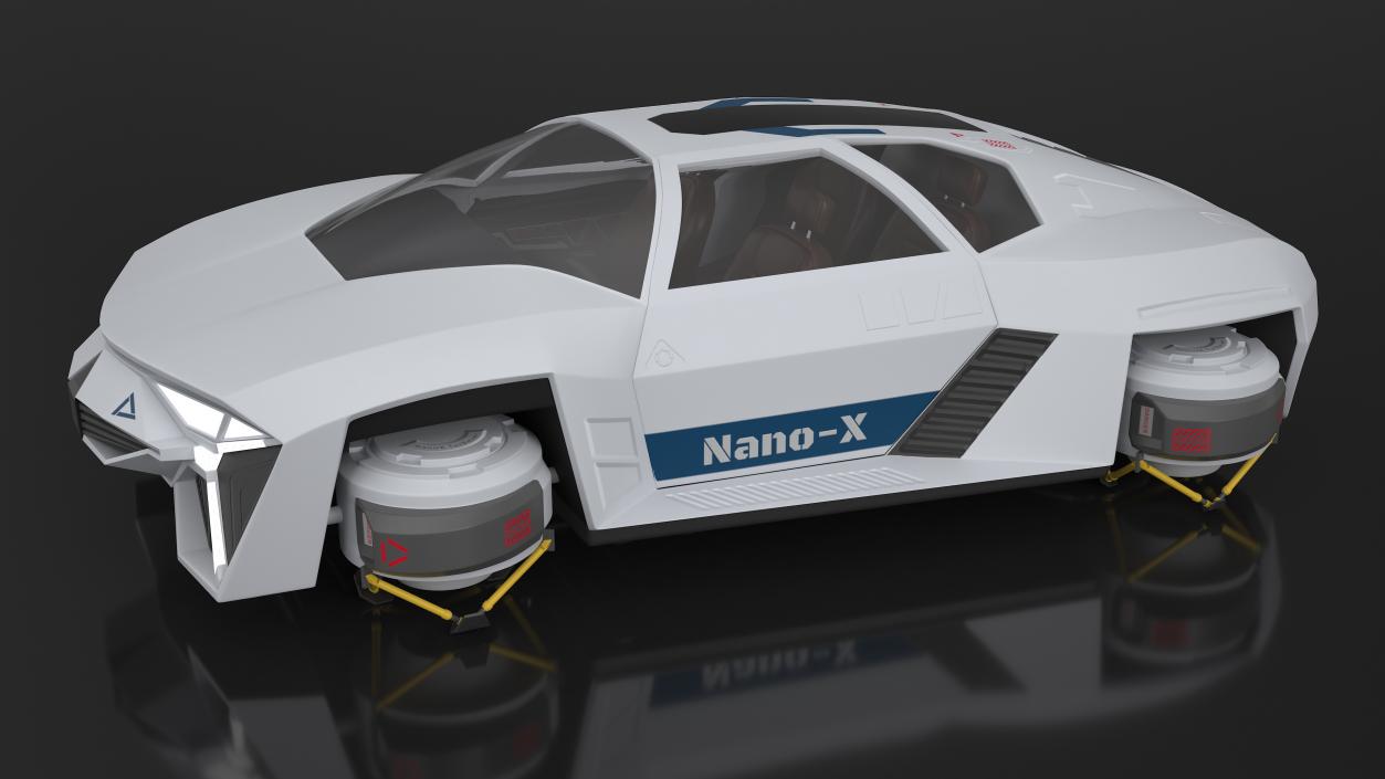 3D Sci-Fi Hover Car White Simple Interior model