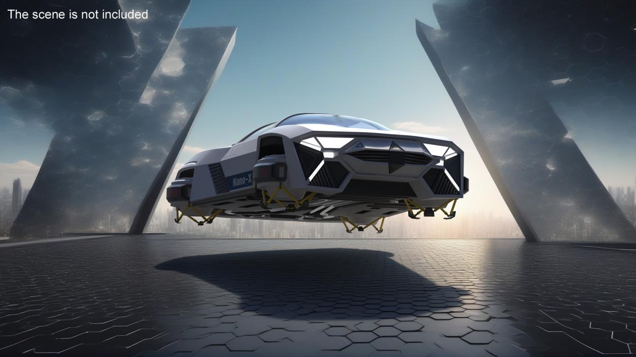 3D Sci-Fi Hover Car White Simple Interior model