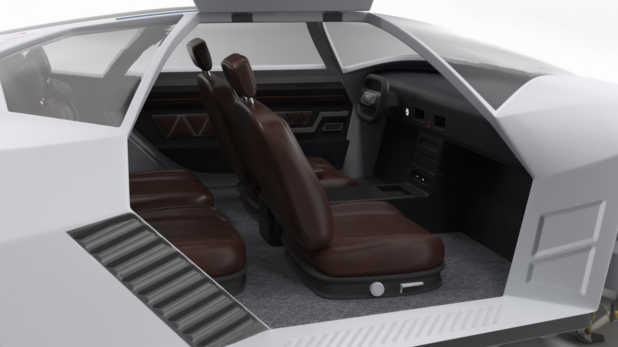 3D Sci-Fi Hover Car White Simple Interior model