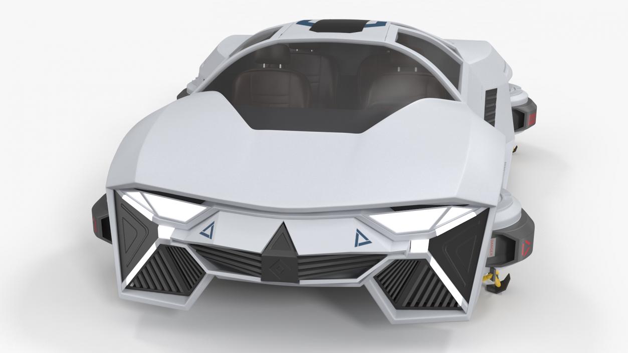 3D Sci-Fi Hover Car White Simple Interior model