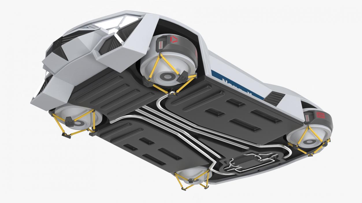 3D Sci-Fi Hover Car White Simple Interior model