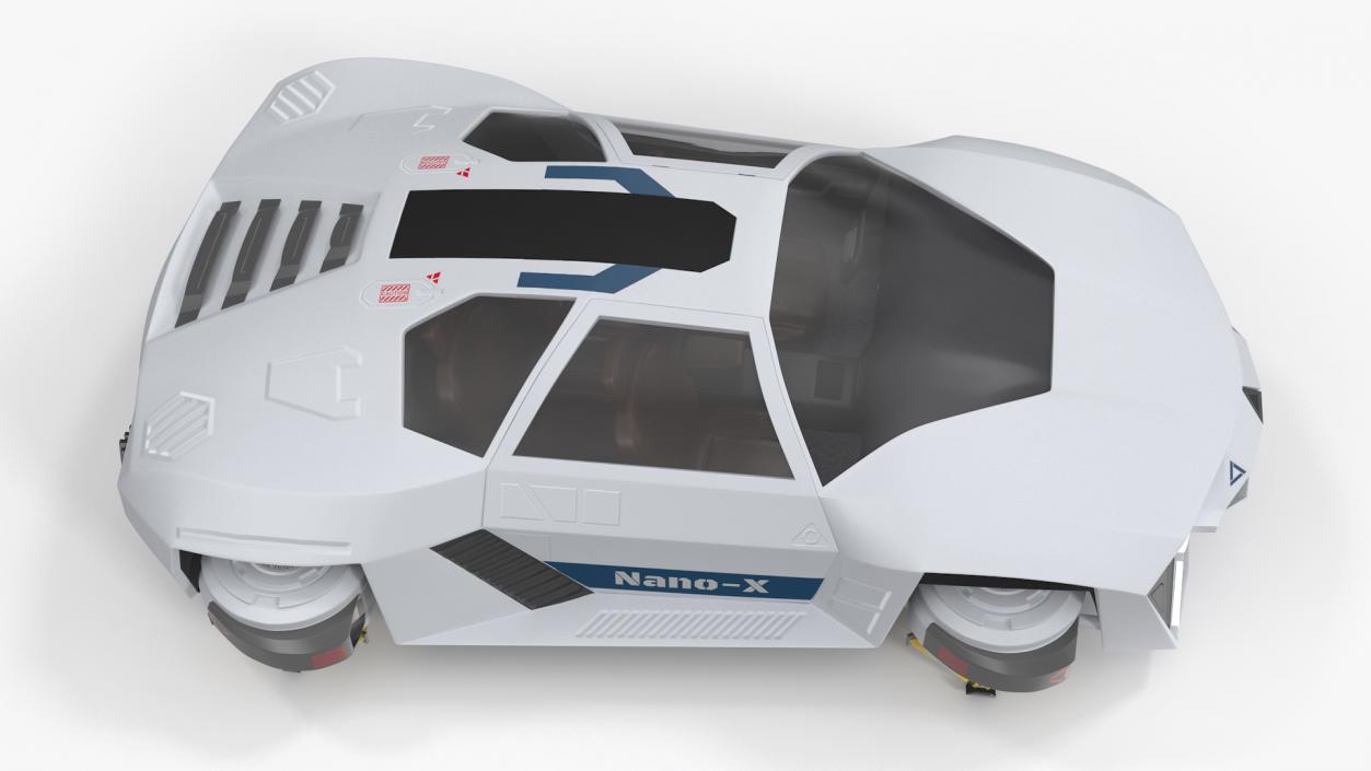 3D Sci-Fi Hover Car White Simple Interior model